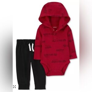 Carter’s Baby Boys Train Hooded Thermal Bodysuit & Pants 2 Piece Set